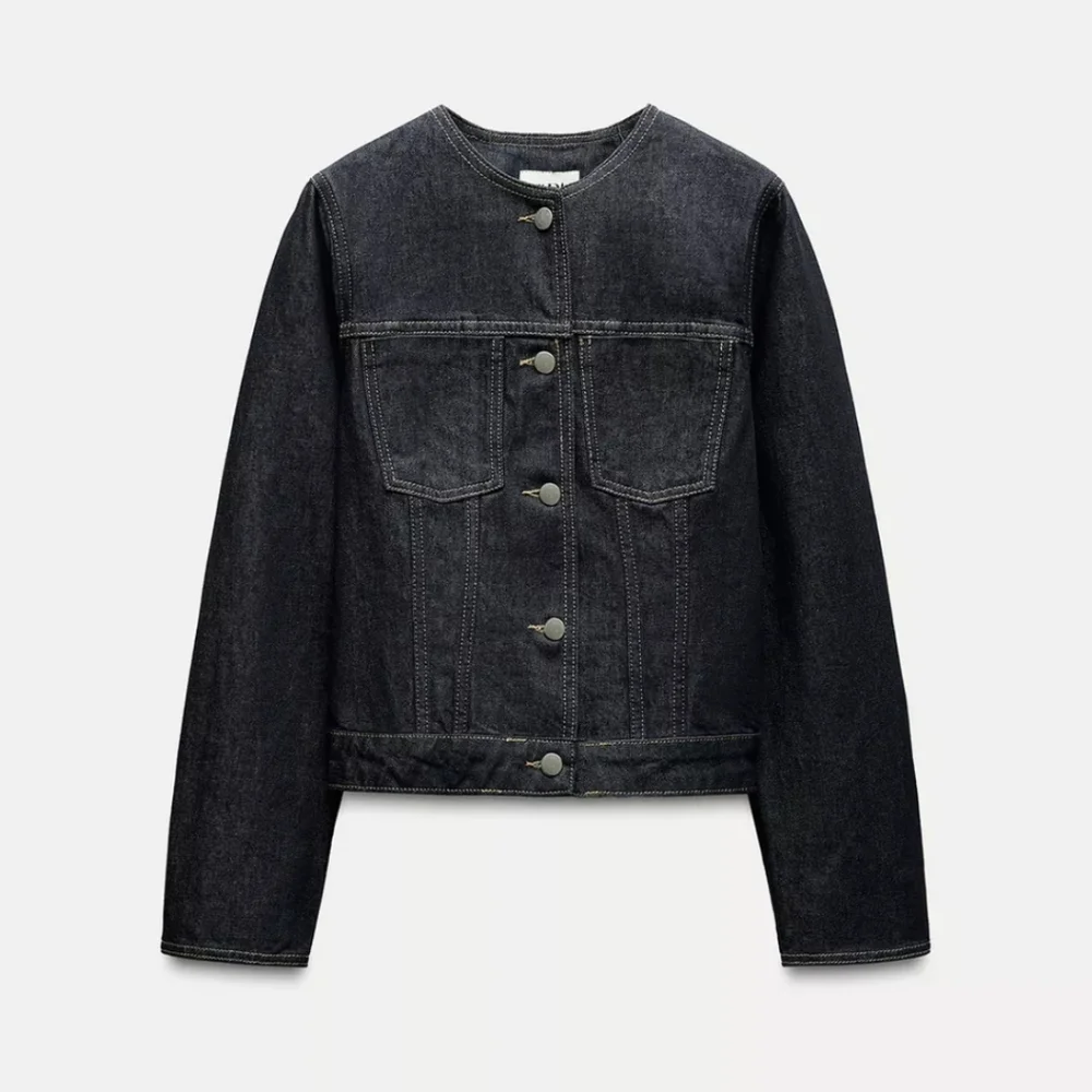 Zara Collection Blogger Fave Fitted Denim Blazer/Jacket Size Medium - Picture 2 of 12